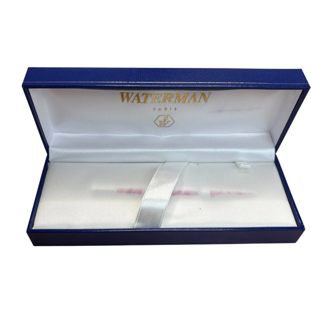 New Waterman Paris‎ Rollerball Pen Red Marble Gold Trim w/ Original Box Blue Ink